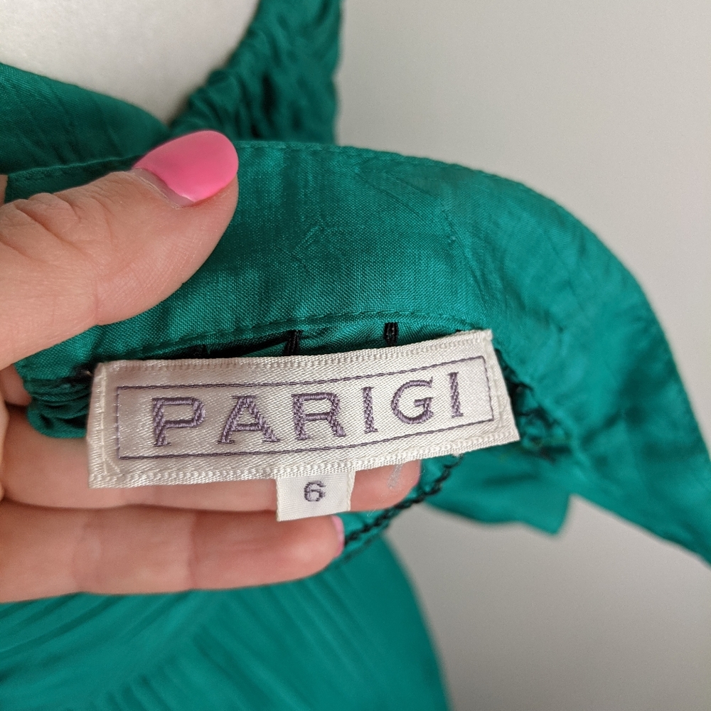 Vintage 80s Parigi Jewel Green Matching Skirt Set - Picture 10 of 12